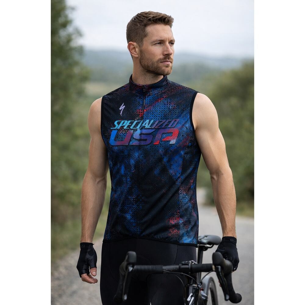NWT Specialized USA Deflect Sleeveless Vest Cycling Full Zip Jersey Size XL